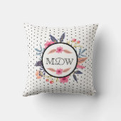 シックフローラボタニカルストークバードベビー誕生統計 クッション (裏面)