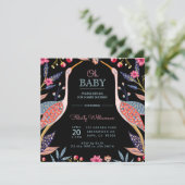 シックフローラボタニカルストークベビーシャワー招待状 招待状 (スタンド正面)