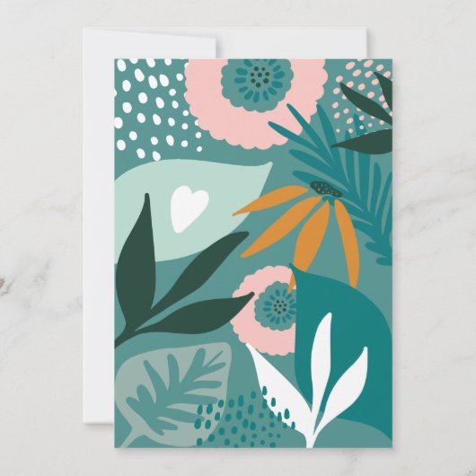 シックフローラボタニカルバードベビーシャワー招待状 招待状 (裏面)