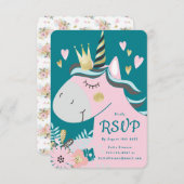 シックフローラマジカルユニコーンガールズバースデーパーティー 出欠カード (正面/裏面)