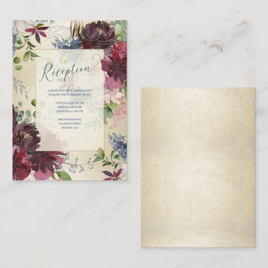 シックフローラマルサラバラウォーターカラー金ゴールド披露宴 エンクロージャーカード (正面/裏面)