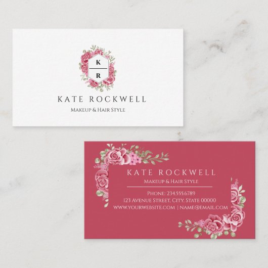 シックフローラメイクアップアーティスト美しいサロン | 結婚s 名刺 (正面/裏面)