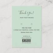 シックフローラライトティール(緑がかった色)植物用イヤリングカード 名刺 (裏面)