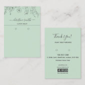 シックフローラライトティール(緑がかった色)植物用イヤリングカード 名刺 (正面/裏面)