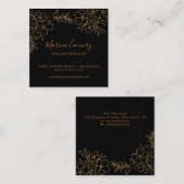 シックフローララインスケッチブラックと金ゴールド スクエア名刺 (正面/裏面)