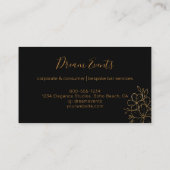 シックフローララインスケッチブラック金ゴールドイベントプランナー 名刺 (裏面)
