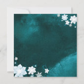 シックフローラリースティール（緑がかった色）冬ブライダルシャワー 招待状 (裏面)