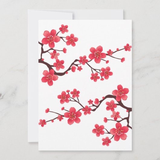 シックフローラレッドさくらんぼブロッサム桜誕生日 招待状 (裏面)