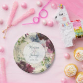 シックフローラレッドローズウォーター色金ゴールド ペーパープレート (パーティー)