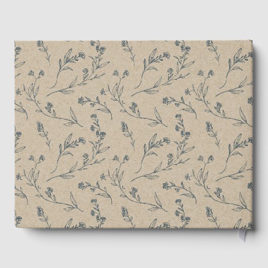 シックフローラローレルリースモノグラムブライダルシャワー ゲストブック (裏面)