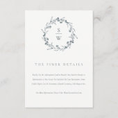 シックフローラローレルリースモノグラム結婚ズ詳細 エンクロージャーカード (正面)