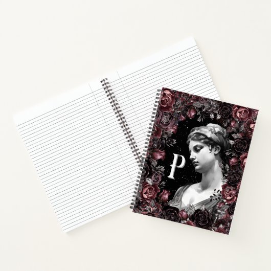 シックフローラヴィンテージバロックパーソナライズされたモノグラム ノートブック (内部)