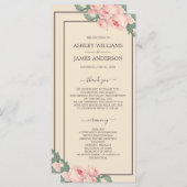 シックフローラヴィンテージピンクローズアイボリー結婚ズ プログラム (正面/裏面)