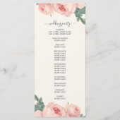 シックフローラヴィンテージピンクローズオフホワイト結婚ズ プログラム (裏面)