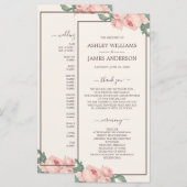 シックフローラヴィンテージピンクローズオフホワイト結婚ズ プログラム (正面/裏面)