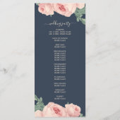 シックフローラヴィンテージピンクローズダークブルー結婚ズ プログラム (裏面)