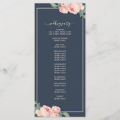 シックフローラヴィンテージピンクローズダークブルー結婚ズ プログラム (裏面)