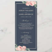 シックフローラヴィンテージピンクローズダークブルー結婚ズ プログラム (正面)