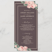 シックフローラヴィンテージピンクローズブルゴーニュ結婚ーズ プログラム (正面/裏面)