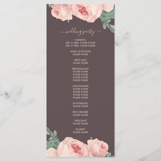 シックフローラヴィンテージピンクローズブルゴーニュ結婚ーズ プログラム (裏面)