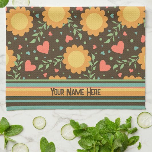 シックフローラ名前をカスタムするまたは引用文おもしろい かわいらし キッチンタオル (折り畳み)