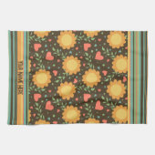 シックフローラ名前をカスタムするまたは引用文おもしろい かわいらし キッチンタオル (横)