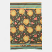 シックフローラ名前をカスタムするまたは引用文おもしろい かわいらし キッチンタオル (縦)