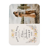 シックフローラ婚約写真日付の保存 マグネット (縦)