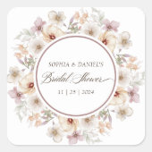 シックフローラ水彩ブライダルシャワー スクエアシール (正面)