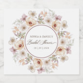 シックフローラ水彩ブライダルシャワー スパークリングワインラベル (シングルラベル)