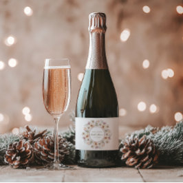 シックフローラ水彩ブライダルシャワー スパークリングワインラベル