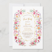 シックフローラ水彩写真卒業パーティー 招待状 (正面)