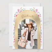 シックフローラ水彩写真卒業パーティー 招待状 (裏面)