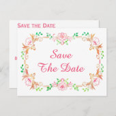 シックフローラ水彩第70誕生日日付を保存 案内ポストカード (正面/裏面)