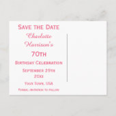 シックフローラ水彩第70誕生日日付を保存 案内ポストカード (裏面)