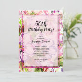 シックフローラ水彩誕生日パーティー 招待状 (スタンド正面)