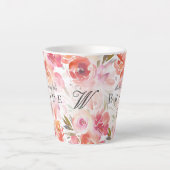 シックフローラ水彩赤面バラマザーオブブライド カフェラテマグ (正面)