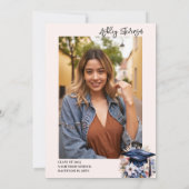 シックフローラ水彩青卒業キャップパーティー 招待状 (裏面)