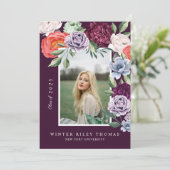 シックフローラ牡丹バラ花咲き卒業写真 招待状 (スタンド正面)