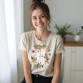 シックフローラ牡丹バラ花咲き卒業 トライブレンドTシャツ
