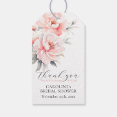 シックフローラ牡丹赤面ピンクブライダルシャワー ギフトタグ (裏面)