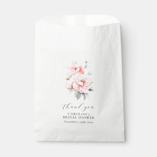 シックフローラ牡丹赤面ピンクブライダルシャワー フェイバーバッグ (正面)