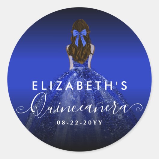 シックフローラ王室のブルードレス誕生日キンセアニェラ ラウンドシール (正面)