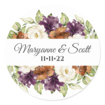 シックフローラ秋の結婚式招待状シール