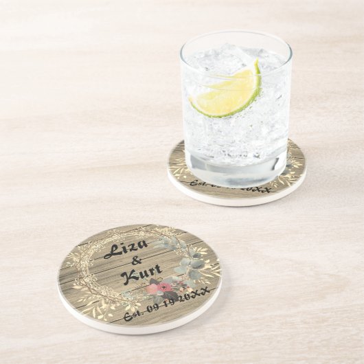 シックフローラ素朴リース結婚ズ コースター (側面)