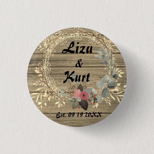 シックフローラ素朴リース結婚ズ    缶バッジ (正面)