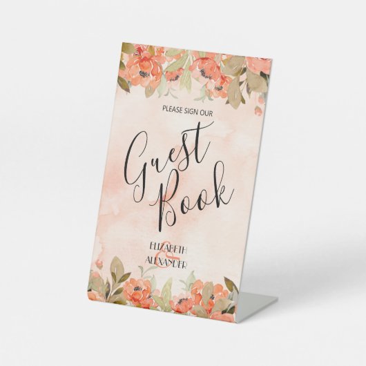 シックフローラ結婚ズゲストブック 台座サイン (正面)