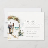 シックフローラ結婚ズビーチシースケープズ結婚ス 出欠カード (正面)