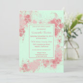 シックフローラ絵を描赤面(ばちゃばちゃ)跳ねるブライダルシャワー 招待状 (スタンド正面)