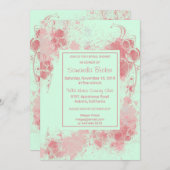 シックフローラ絵を描赤面(ばちゃばちゃ)跳ねるブライダルシャワー 招待状 (正面/裏面)